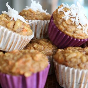 Apple, carrot and coconut mini muffins