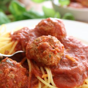 Meatballs over Pasta