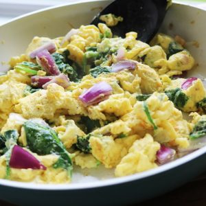 Scrambled Eggs With Spinach And Onions
