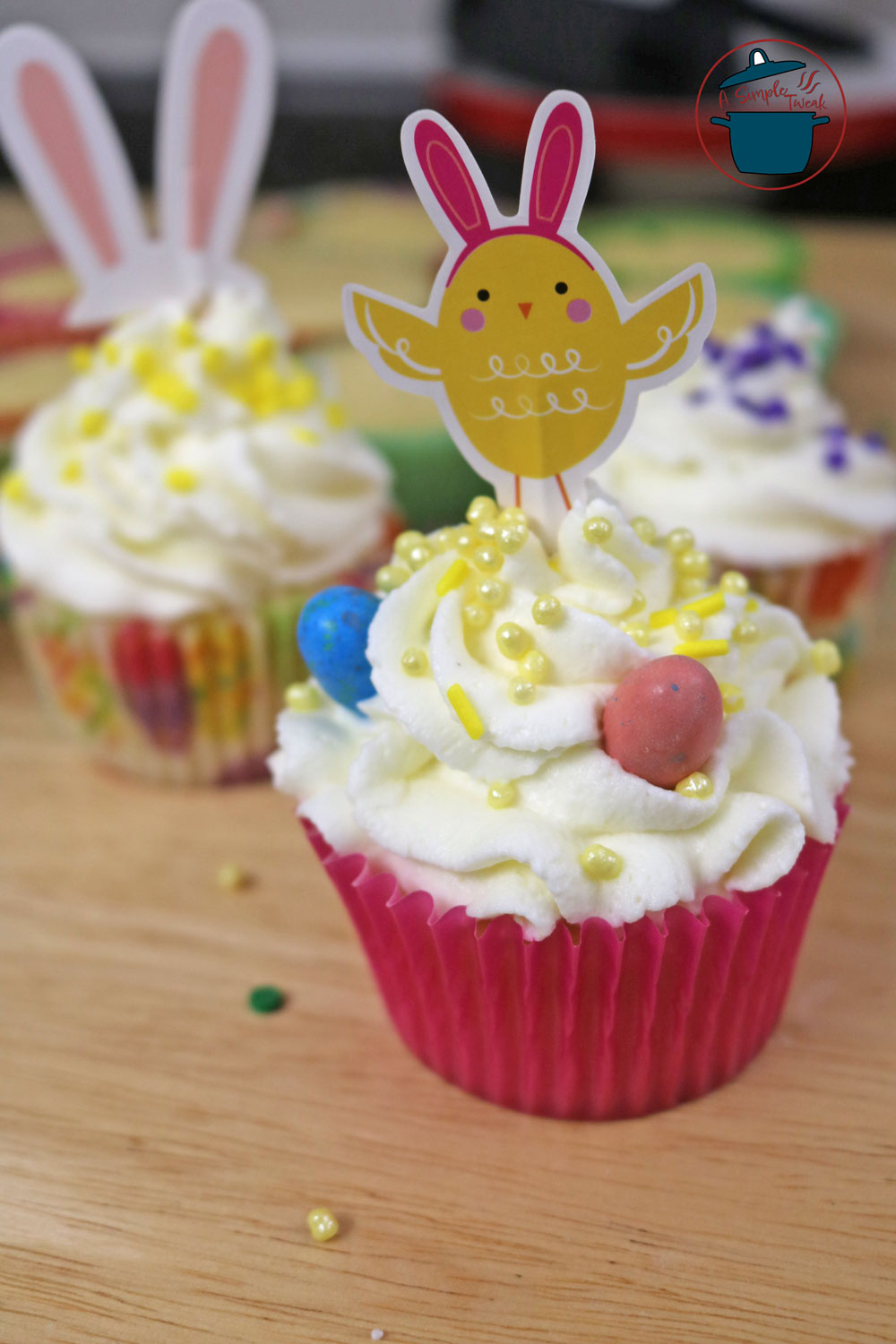 Who can resist a cupcake? These vanilla cupcakes are light, fluffy, and moist, making them perfect for any gathering. Be sure to bake a double batch as they disappear quickly! Vanilla-Cupcakes-perfect-for-Easter