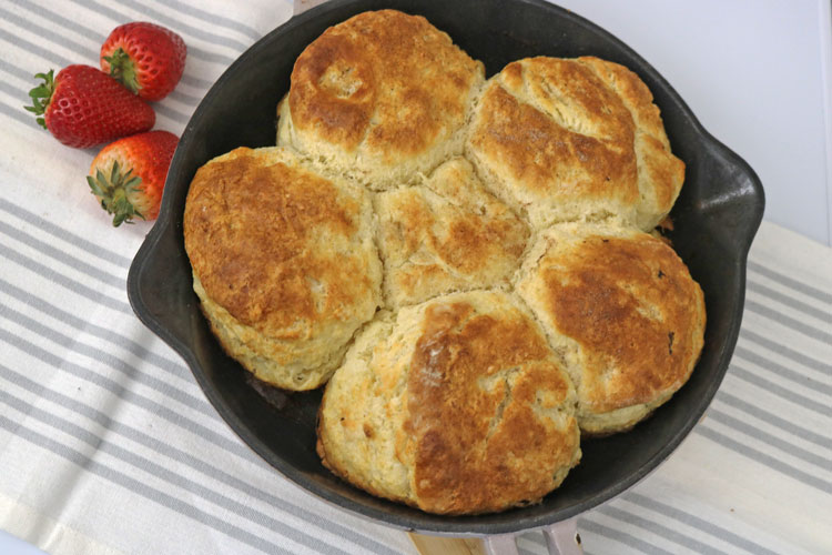 Bake at 425ยฐF for 18-22 minutes, until the tops are deep golden brown, the edges are firm, and the bottoms start to brown. If unsure, split one open to check if the center is cooked. Cover with foil if the tops brown too quickly. Biscuits-Recipe