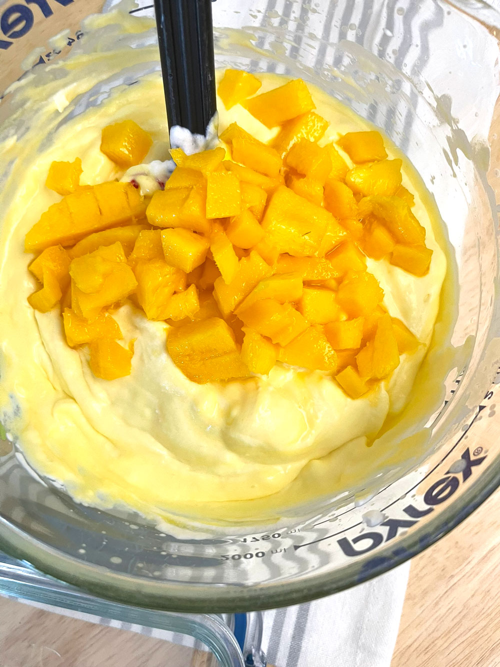 Gently-fold-in-until-everything-is-well-incorporated.-I-also-added-some-small-chunks-of-mango.-I-love-the-burst-of-fresh-fruit. Gently-fold-in-until-everything-is-well-incorporated.-I-also-added-some-small-chunks-of-mango.-I-love-the-burst-of-fresh-fruit.