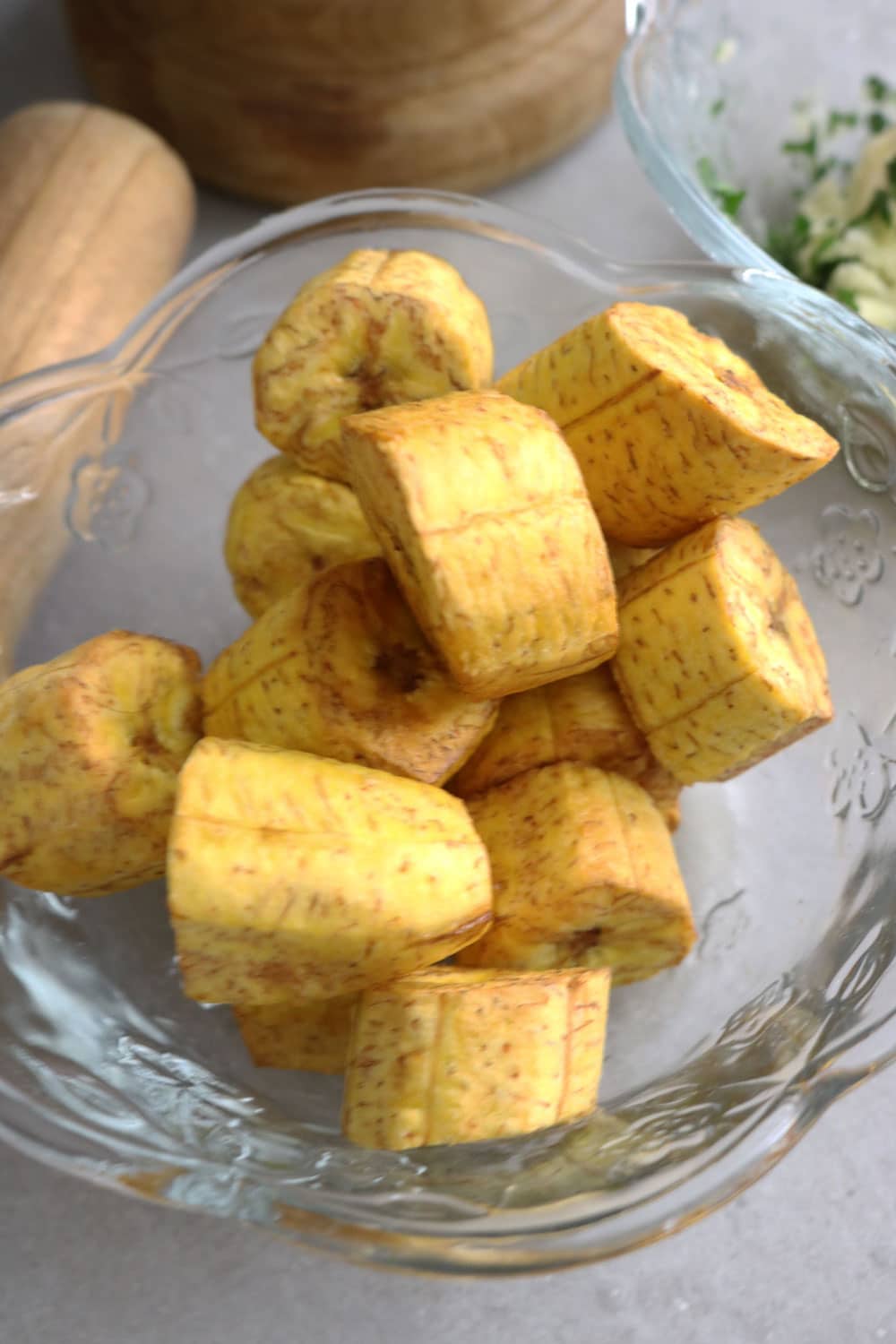 Cooking them through should take about 10 minutes, and move them around in the oil occasionally so they cook evenly. Fried-Plantains