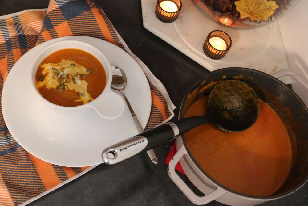 This Pumpkin & Sweet Potato Soup Recipe is a blend of creamy sweet potatoes and earthy pumpkin, creating a rich and velvety soup that you'll crave week after week. This-Pumpkin-&-Sweet-Potato-Soup-is-perfect-for-chilly-days.-With-just-a-few-ingredients,-you-can-whip-up-a-warm-and-comforting-meal-in-no-time.